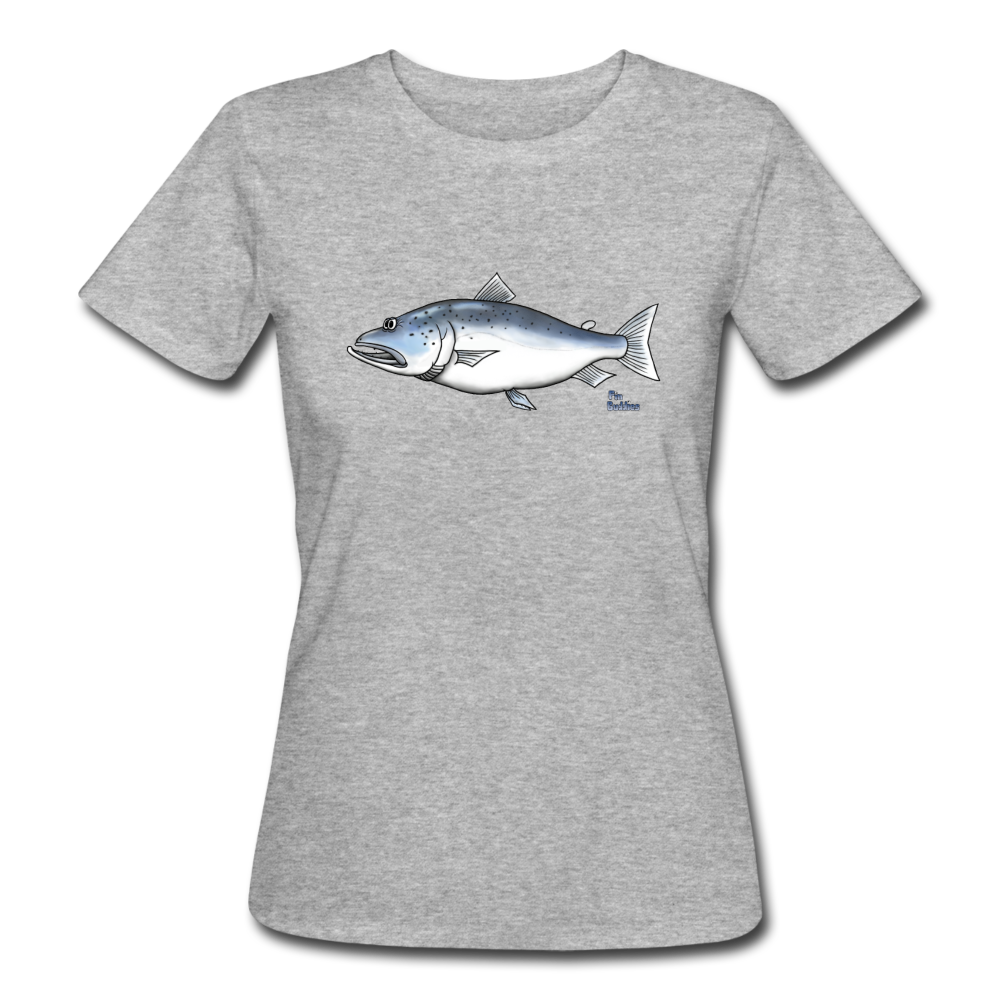 Lachs - Frauen Bio-T-Shirt - Grau meliert