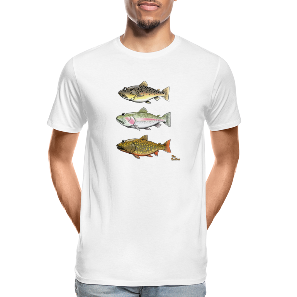 Bachforelle Regenbogenforelle Bachsaibling - Männer Premium Bio T-Shirt - Weiß