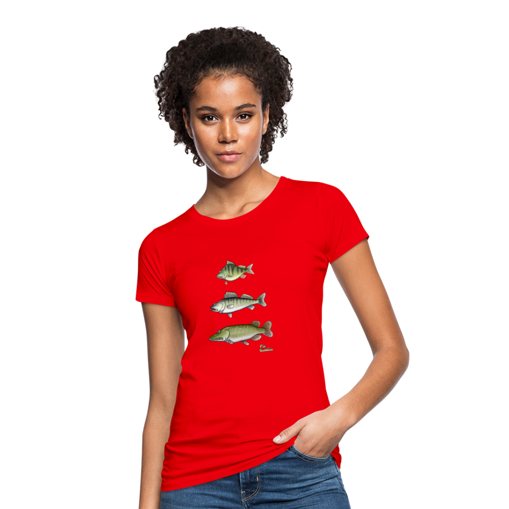 Hecht Zander Barsch Triple - Frauen Bio T-Shirt - Rot