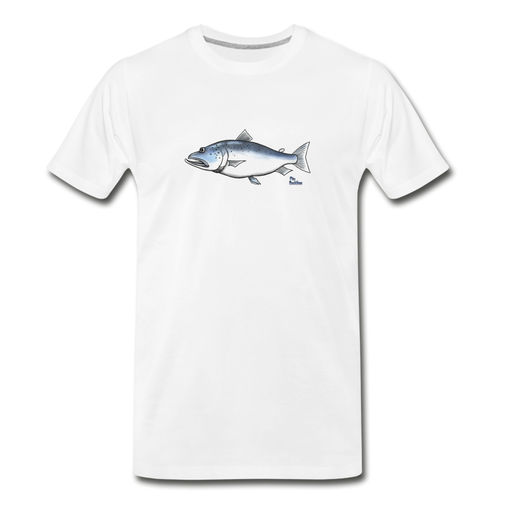 Lachs - Männer Premium Bio-T-Shirt - Weiß
