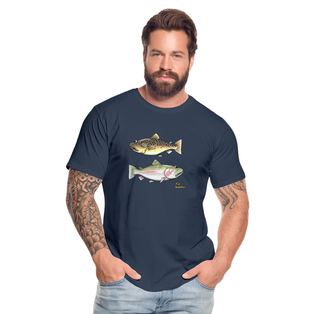 Bachforelle Regenbogenforelle Dublette - Männer Premium Bio T-Shirt - Navy
